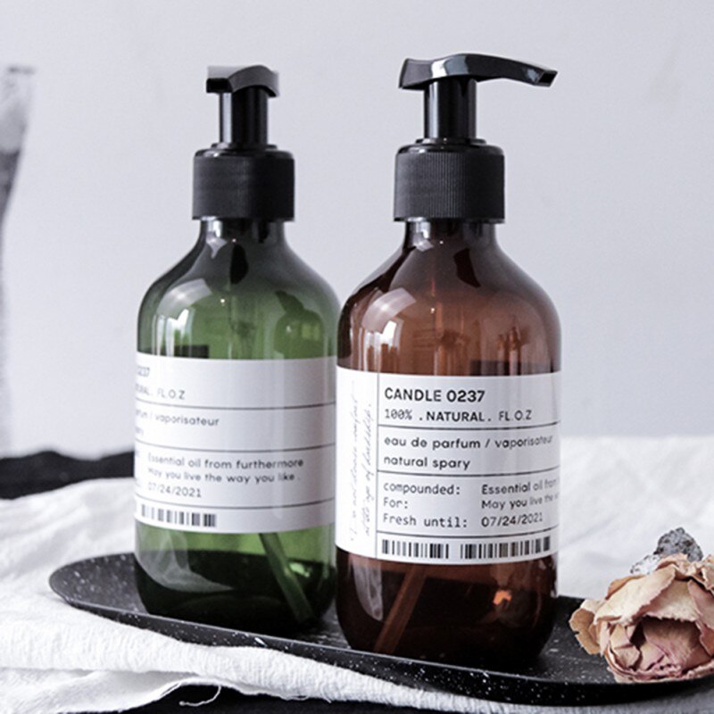 Botella de jabón de estilo nórdico para baño, botella rellenable de Gel de ducha marrón, para champú, acondicionador de pelo, lociones, dispensador de prensa, 300/500ml