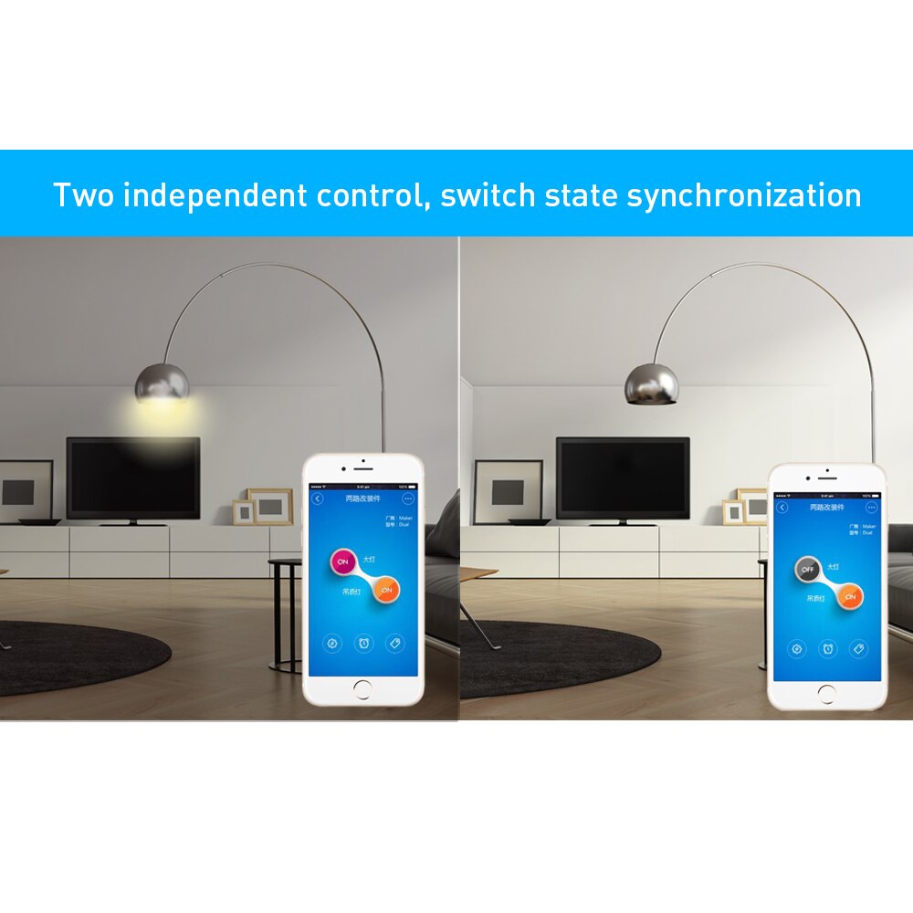 SONOFF Dual 2CH Wireless Smart Switch WiFi Switch Light 220V DIY Timing Smart Home Relay Module 10A for Google Home Alexa