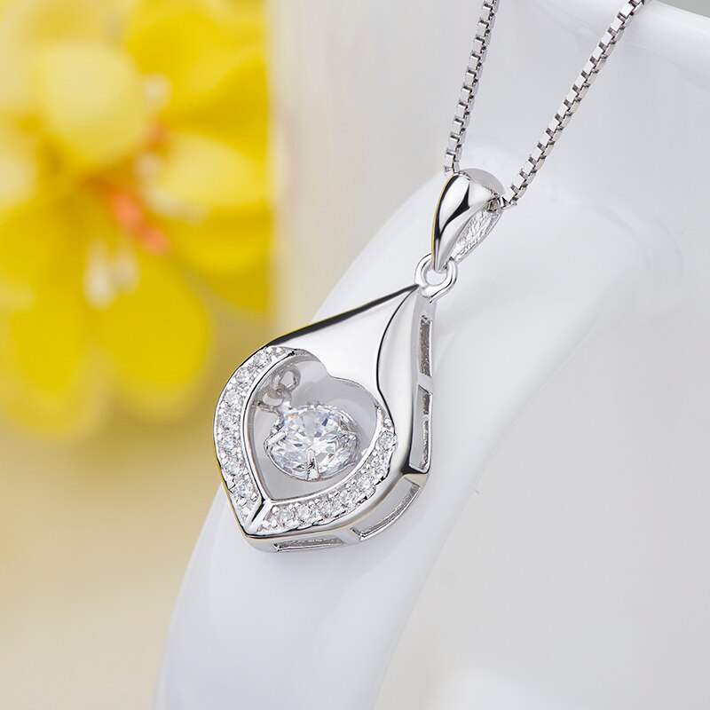 Hanger Sterling Zilveren Ketting 925 Hart Patroon Zirkoon Diamanten Sieraden Dynamische Accessoire Sleutelbeen Ketting