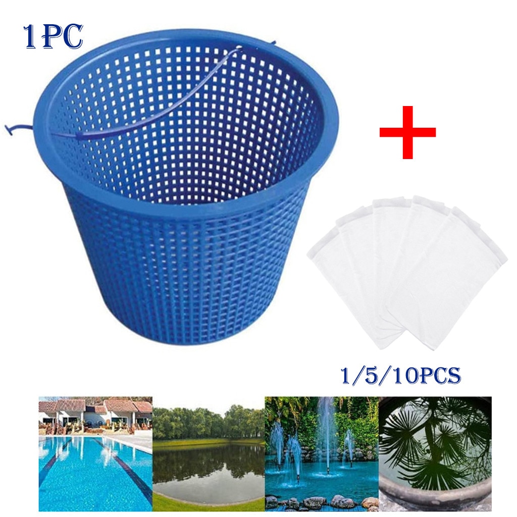Badekar kurv swimmingpool skimmer udskiftning kurv inkluderer 5/10/20 stk kurv filter sokker skrald sokker swimmingpool kurv