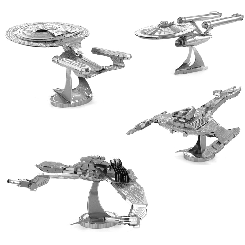 Starship 3D Metal Puzzle Enterprise NCC-1701-D Bird of Prey model KITS Assemble Jigsaw Puzzle Toys For Children