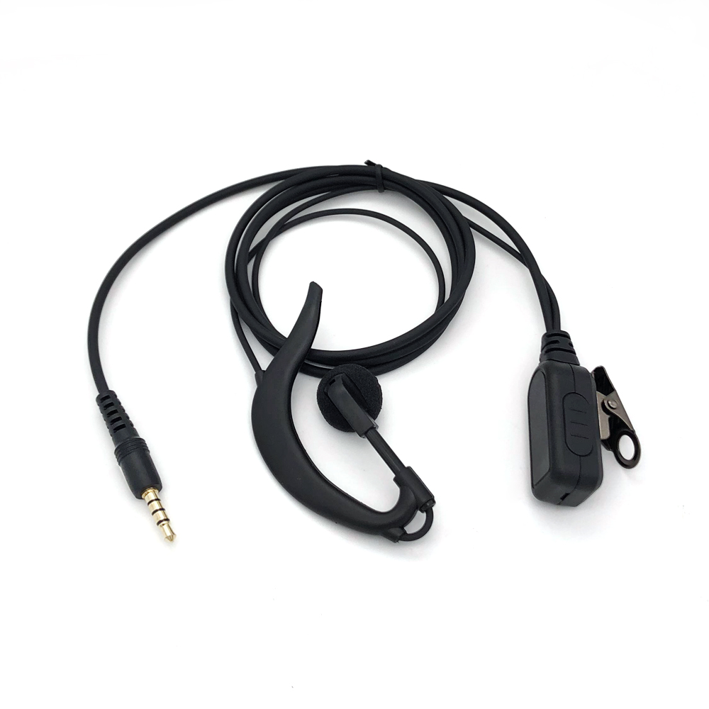 Auricular de tubo de aire de 3,5mm, auriculares con micrófono PTT para iPhone, teléfonos móviles, auriculares con tubo de aire acústico en espiral transparente: Blanco