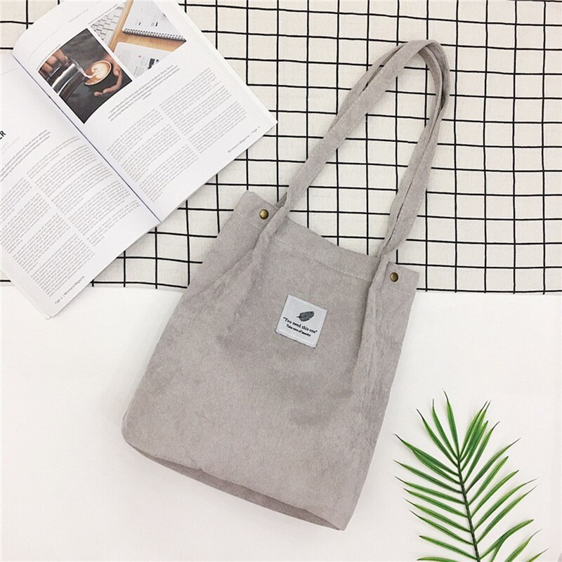 Litthing Women Solid Corduroy Shoulder Bags Shopping Bag Tote Package Crossbody Bags Purses Casual Handbag For Women Bookbag: gray