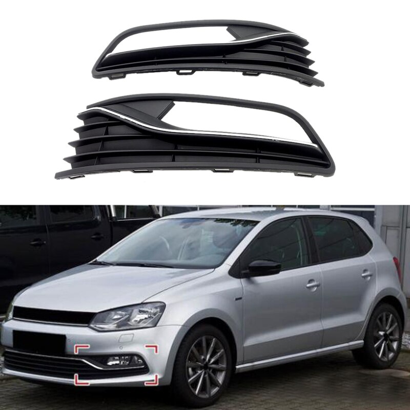 LH RH Front Bumper Lower Grille Fog Light Lamp Cover for POLO Without Hole: Default Title