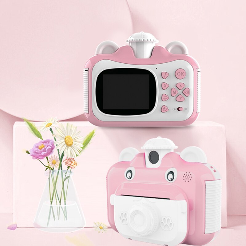 Pickwoo Kinderen Mini Leuke Digitale Print Camera Diy Foto Afdrukken Video Recorder Camcorder Kids Grote Kop Sticker Camera 'S: Roze