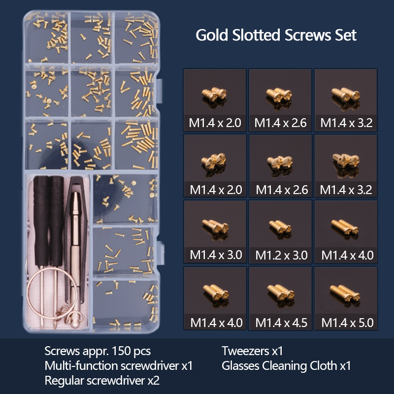 Colour_max skruvar muttrar näsdyna optiskt reparationsverktyg diverse kit för solglasögon: Guldplattskruv