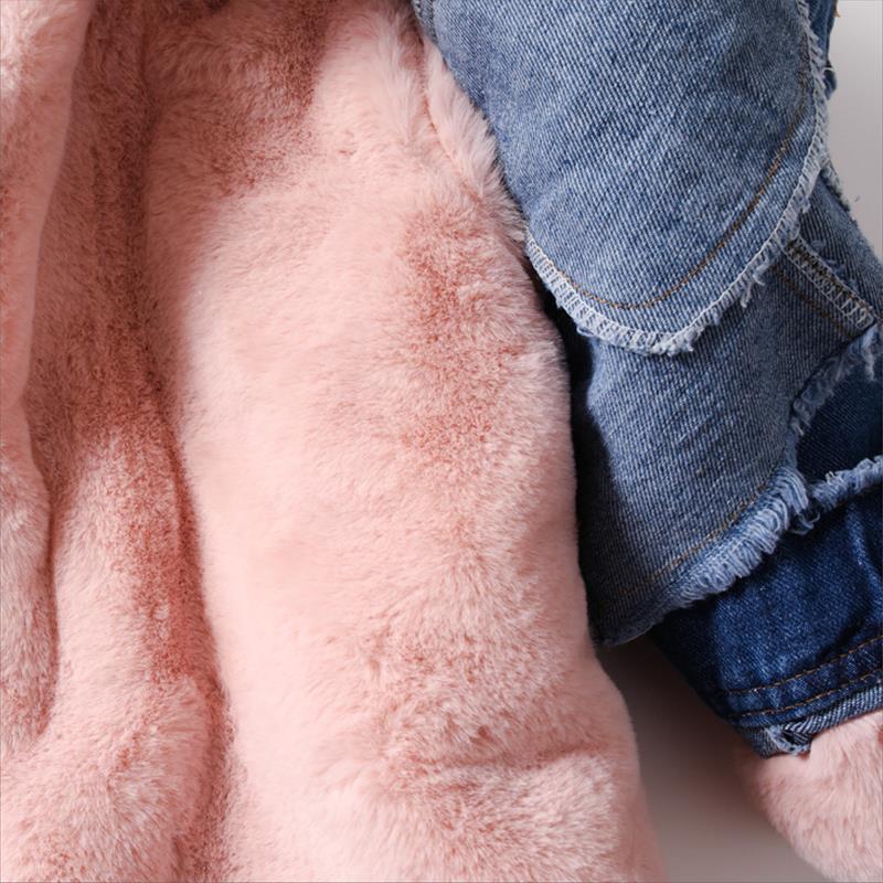 Babyinstar Cute Thicken Plush Patchwork Denim Jacket 2-6Y Baby Girl Winter Coat Kids Winter Jacket Baby Girl Coat Toddler