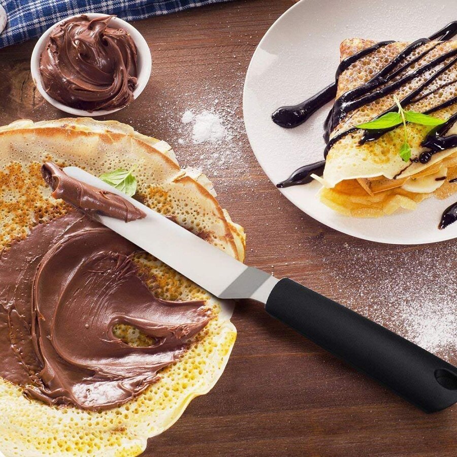 Espátula en ángulo para decoración de tartas, Juego de 4, espátulas de acero inoxidable para decoración de pasteles