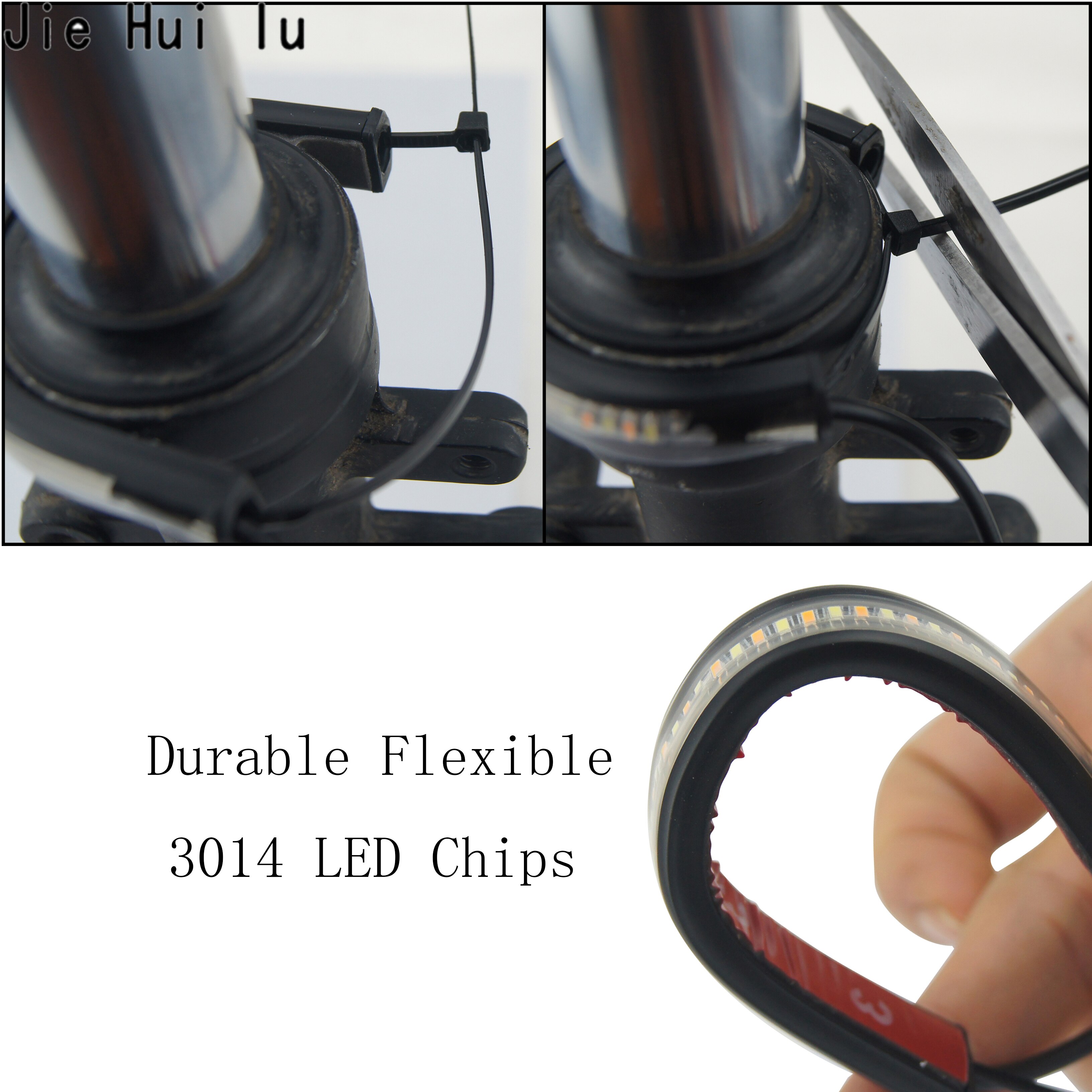 1pc universal led motorcykel blinkers &amp; drl bärnstensvit moto blixtring gaffelremsa lampa blinkande blinker 12v