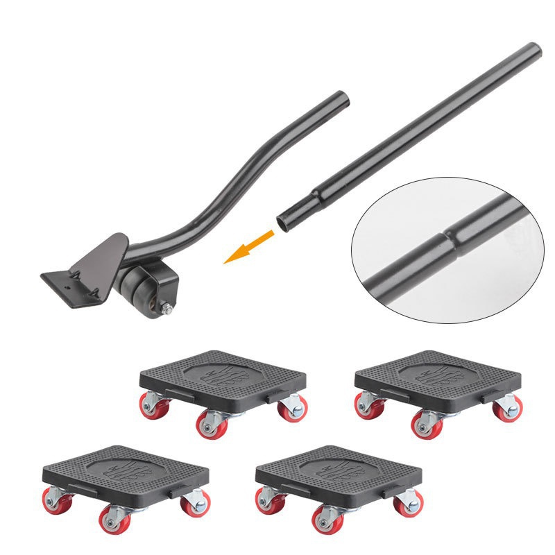 6 unids/set juego de mudanzas de muebles herramienta de movimiento elevador de transporte cosas pesadas rueda móvil barra de rodillo herramientas de mano