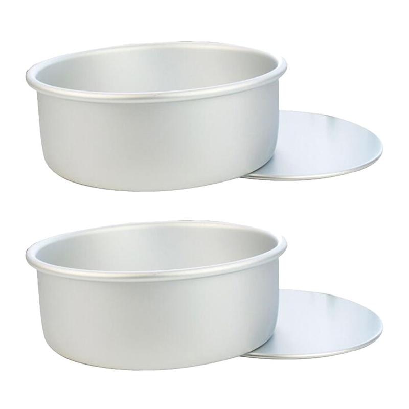 2pcs Aluminum Round Bottom Cake Mold Anode Live Bottom Pie Pan Mini Cake Baking Tray Removable Bakeware Dish Base Cake Tools