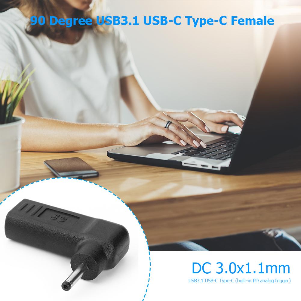 90 gradere usb 3.1 usb-c type-c hunn  til 3.0 x 1.1mm dc mannlig støpsel-adapter ultra grunnleggende datamaskin laptop
