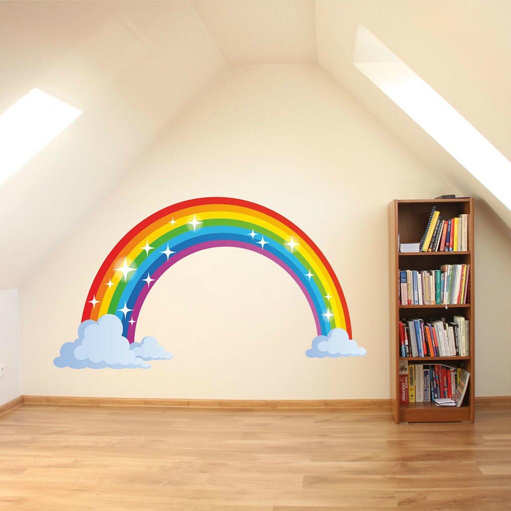 Large Pvc Rainbow Wall Sticker Kids Bedroom Nursery Wall Decals Vinyl Art Murals Decor Adhesive Wallpaper Diy Decoration #LR2