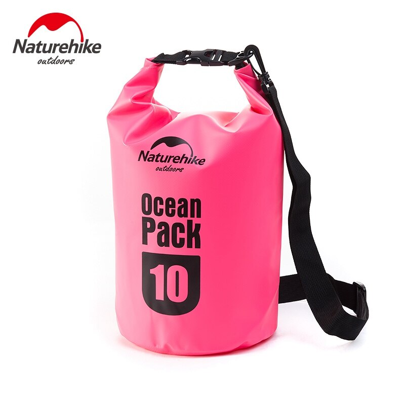 Naturehike river trekking tasker vandtæt taske udendørs tørpose sæk opbevaringstaske til rafting sejlsport kajak kano: Lyserød 10l