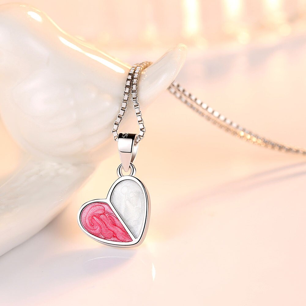 Neue 925 Silber Überzogene Frauen Halsketten köstlich Nette Herz-Förmigen Anhänger Schlüsselbein Kette Schmuck Länge 45CM