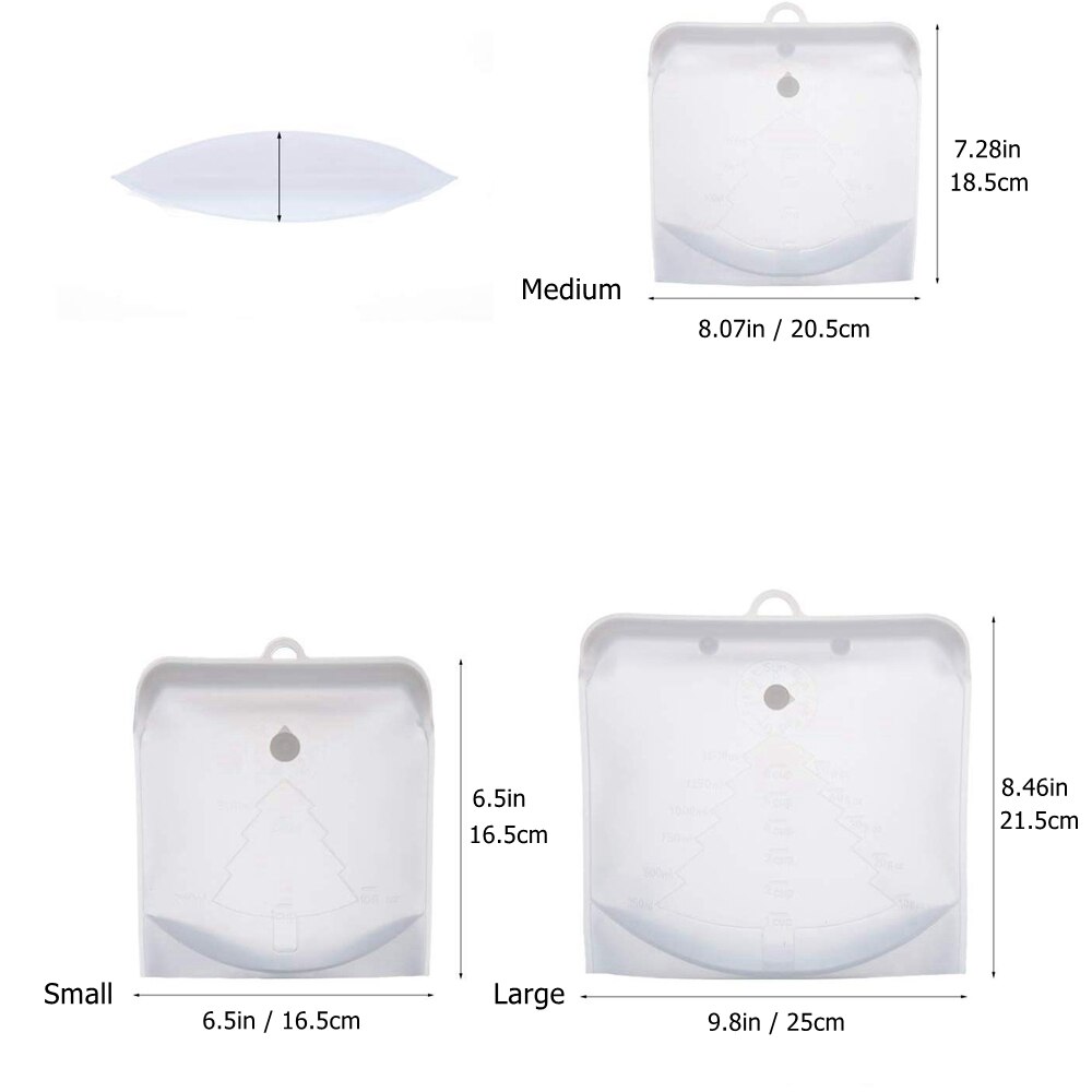Silicone Food Bag 1500ml 1000ml 500ml Reusable Food Storage Bag Leakproof Containers Fresh Bag Freezer Bag Snack Sandwiches Bags