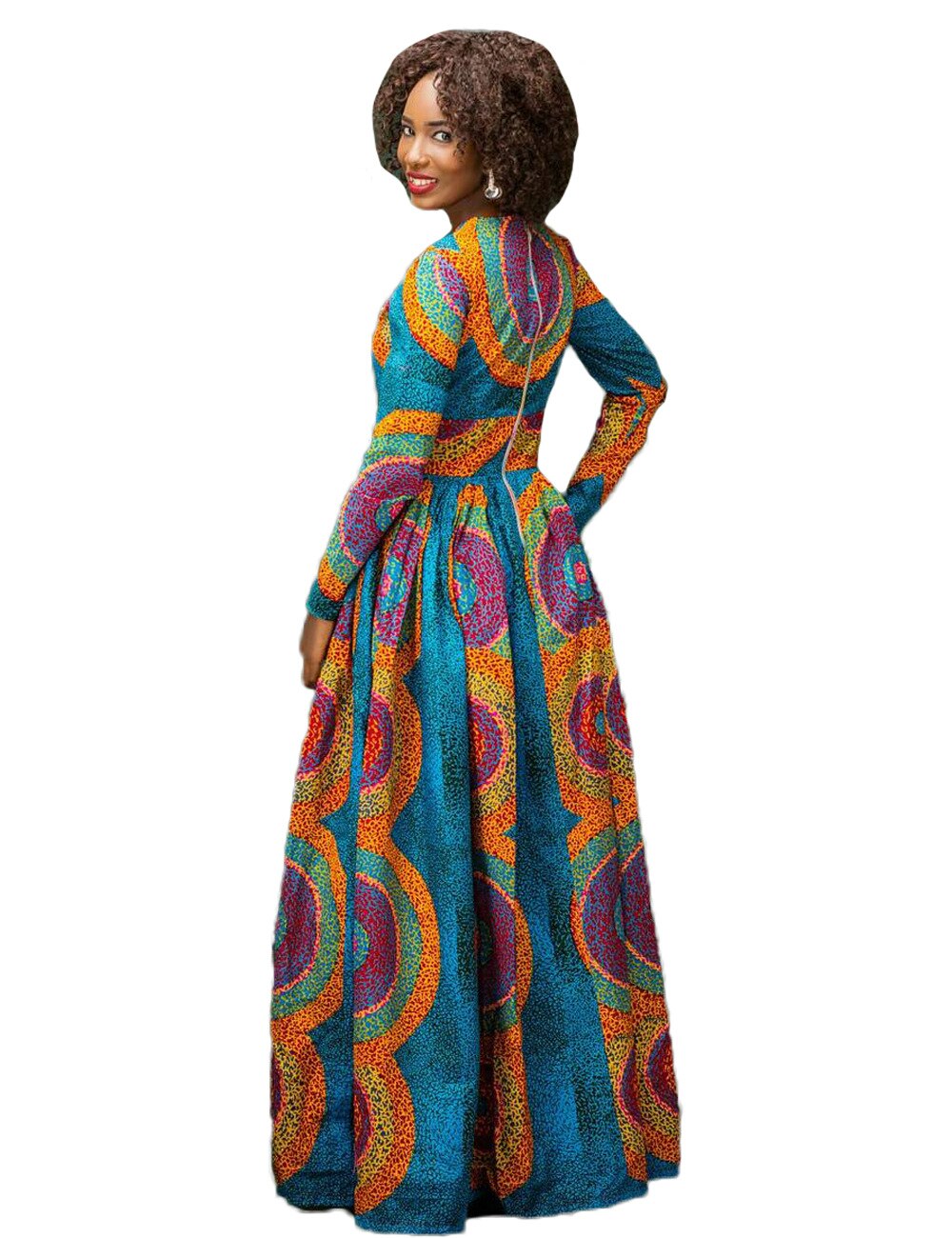 Lange Mouwen Afrikaanse Jurken Voor Vrouwen Mode Robe Lange Jurk Bloemenprint Bazin Vestidos Dashiki Party Afrikaanse Kleding