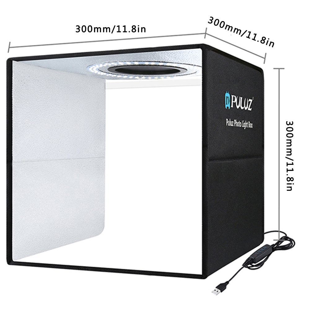 Lightbox Photo Ring LED Light Studio Box 6 12 Color Backgrounds Tabletop Photography Soft Shooting Tent Box: 30cm black