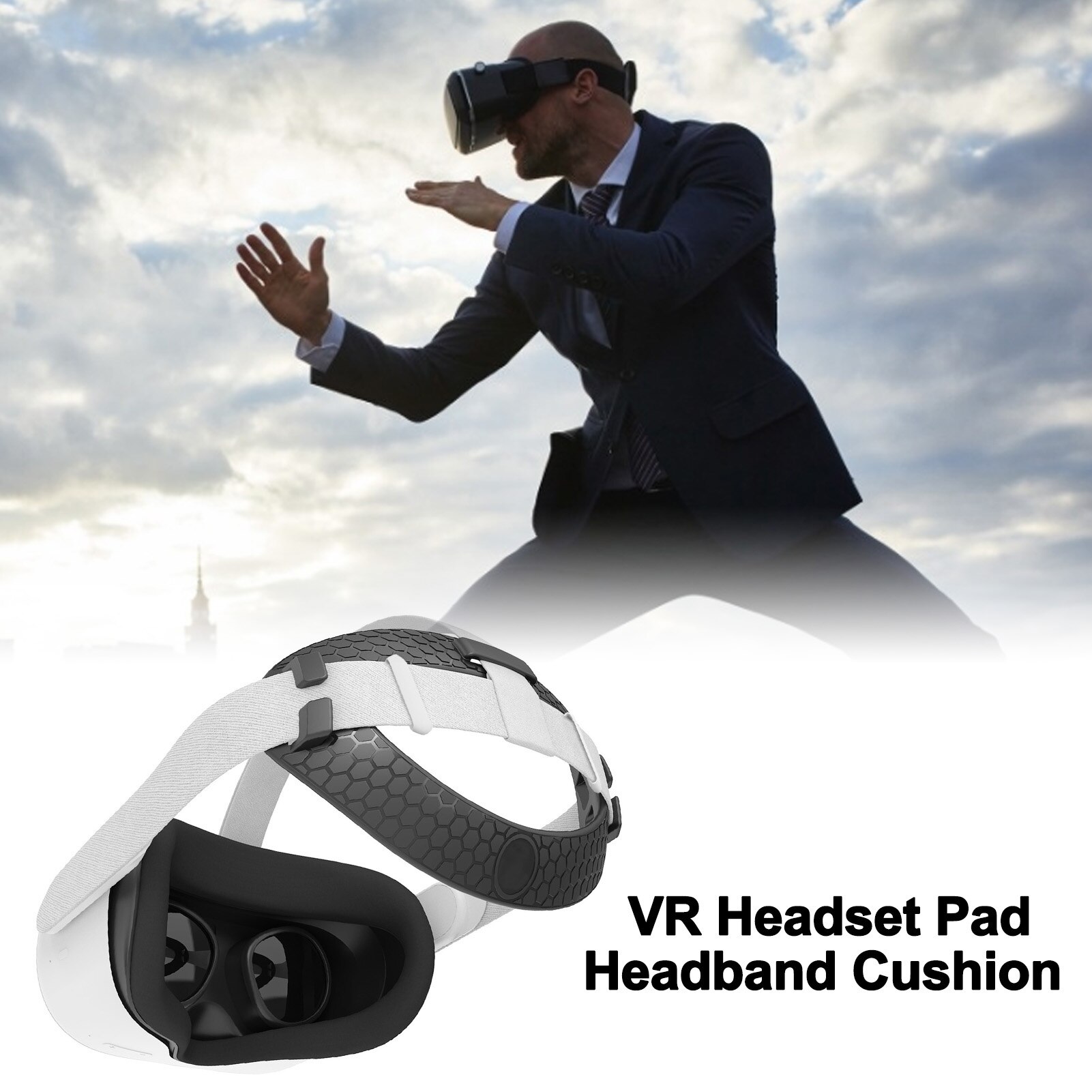 VR Headset Pad for Oculus Quest 2 - Soft Rubber Headband Cushion - Reduces Head Pressure - VR Accessories