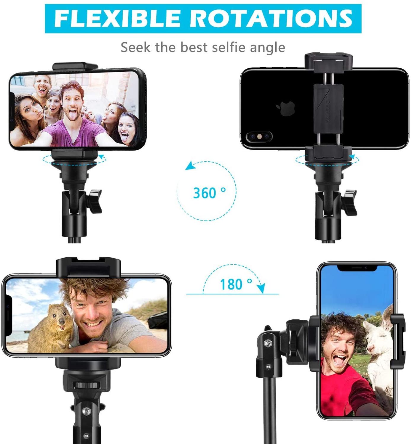 Heavy Duty Aluminum Selfie Stick Tripod UBeesize 51" Extendable Tripod Stand with Bluetooth Remote for iPhone Android all Phones