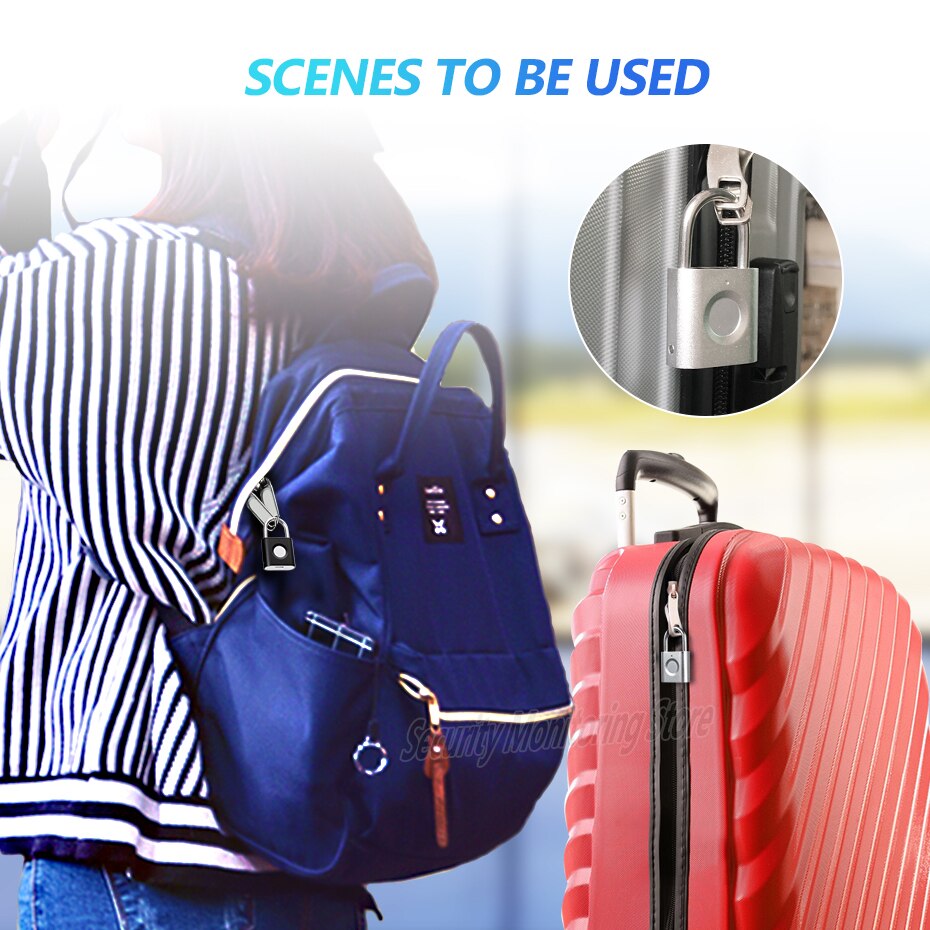 Mini Fingerprint Smart Padlock Keyless USB Rechargeable Door LockQuick Unlock Zinc alloy Metal Security Fingerprint Padlock