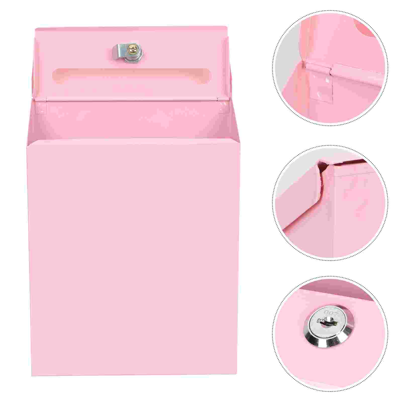 Household Letter Box Wall-mounted Mail Box Multi-function Box Letter Accessory: Pink