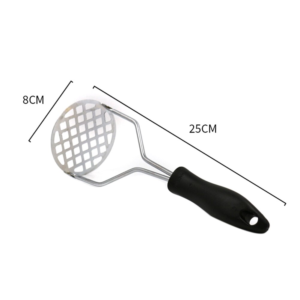 Non Slip Handle Stainless Steel Potato Masher Ricer Vegetable Fruit Blender Tool: Black Handle