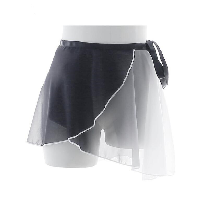 Faldas cortas de gasa para Ballet para mujer y niña, Ropa de baile ligera suave, falda de Ballet de Color contrastante negro-rojo: Black White