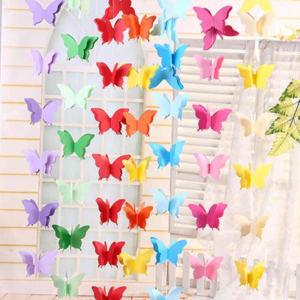 3D Paper Butterfly Garland Buntings for Wedding Party Birthday Festival Diy Banner Hanging Decorations 3D Paper Butterfly String