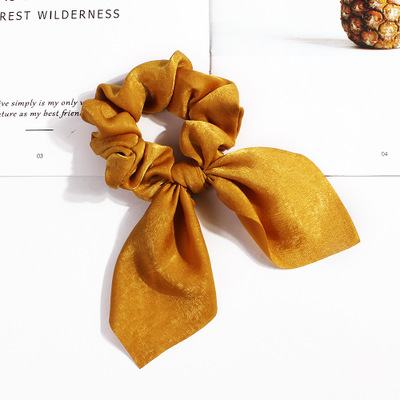 Neue Feste farbe Haarband Mädchen/Frauen Hase Ohr Knoten Bogen Haar Bands Kaninchen Ohr Haar krawatte Pferdeschwanz Haar zubehör: YELLOW
