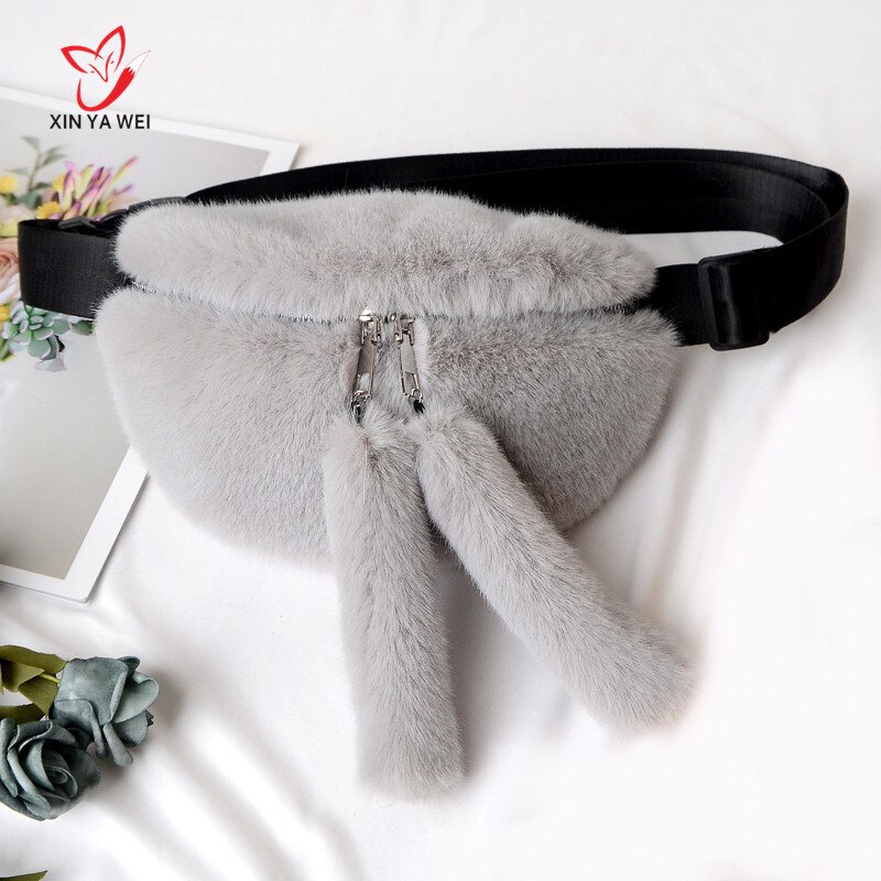 Faux Rabbit Fur Waist Bag WomenS Plush Fanny Pack Waist Bag Women Winter Bag Women Hip Travel Bag Phone Bag Casual Chest Bag