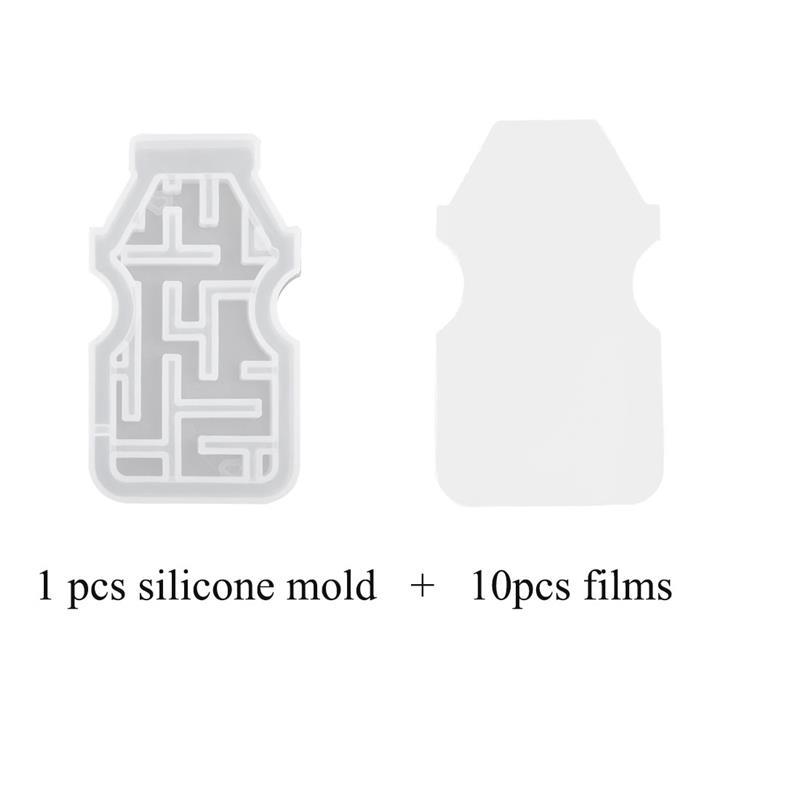 Quicksand Maze Silicone Mold Shaker Molds Milk Bottle Heart Shape UV Epoxy Resin Mold Heart Keychain Pendant Craft Jewelry Tools: 5-mold and films
