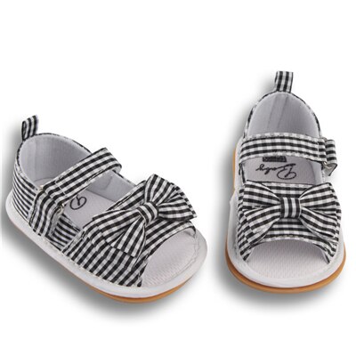 Bébé fille sandales bébé chaussures été coton toile à pois noeud bébé fille sandales -né bébé chaussures Playtoday plage sandales: Gris foncé / 7