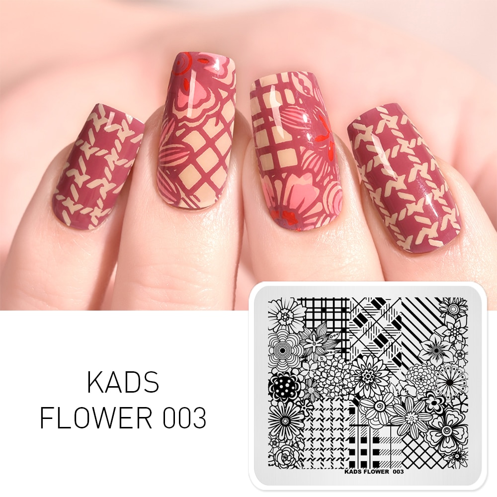 1pc negle stempel plade blonde blomster mønster nail art stempel skabelon gør det selv negle design manicure plader print stencil værktøjer