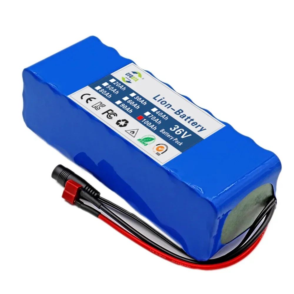 36V 100ah 18650 Batterij 10S 3P 100000Mah Ingebouwde 15a Bms, 250W-500W Batterij + 42V 2a Oplader