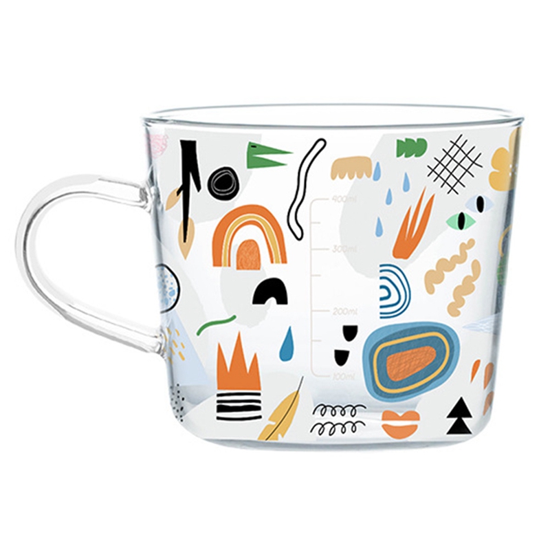 ! 500ML Cartoons Scale Glass Mug,Breakfast Mlik/Coffee Cup,Household Water Mug,Heat Resistance Teacup: Orange