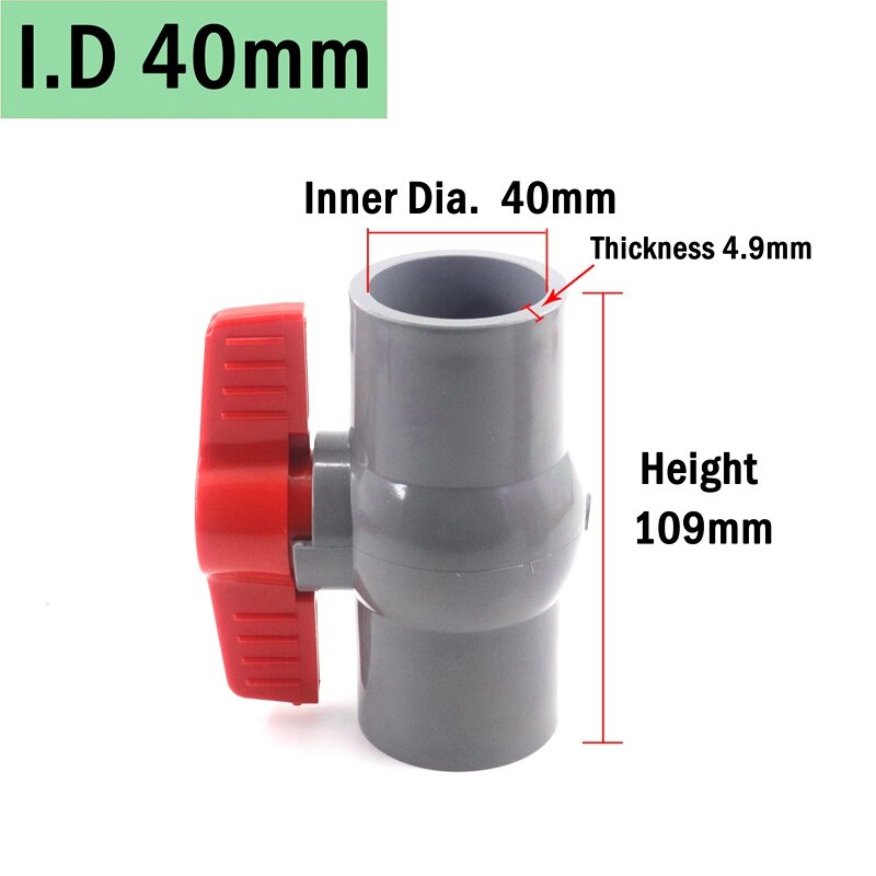 1pc 1/2"~2" Thread and Socket Type Grey PVC Ball Valve Garden Irrigation Fittings Aquarium Fish Tank Switch Water Valve: Red