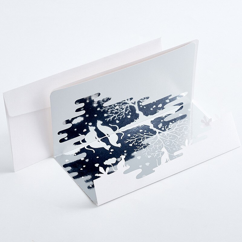 Mirror Reflection Animal Series Greeting Card Double-layer Hollow 3D Birthday Card Teacher Mother's Day Blessing