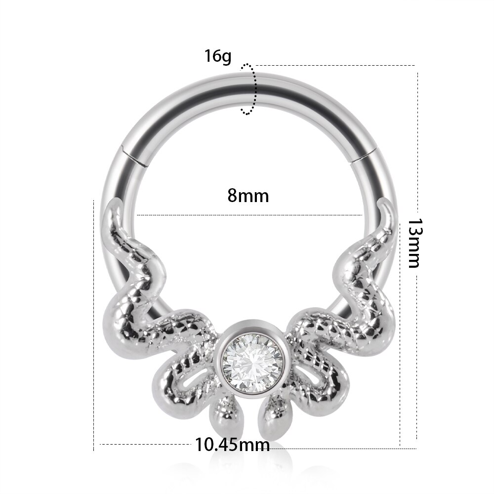 1Pc 361L Chirurgisch Staal Zirkoon Septum Scharnierende Clicker Neus Hoepel Ring Tragus Kraakbeen Daith Piercing Helix Rook Oorbel Sieraden: B