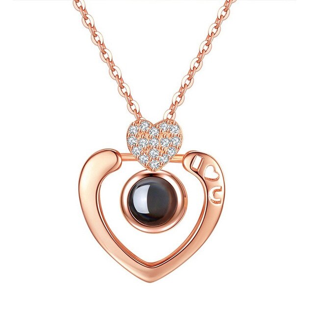 Projection Pendant Necklace for women Girls Love Memory Heart Necklace Valentine's Day Couple Jewelery: C1