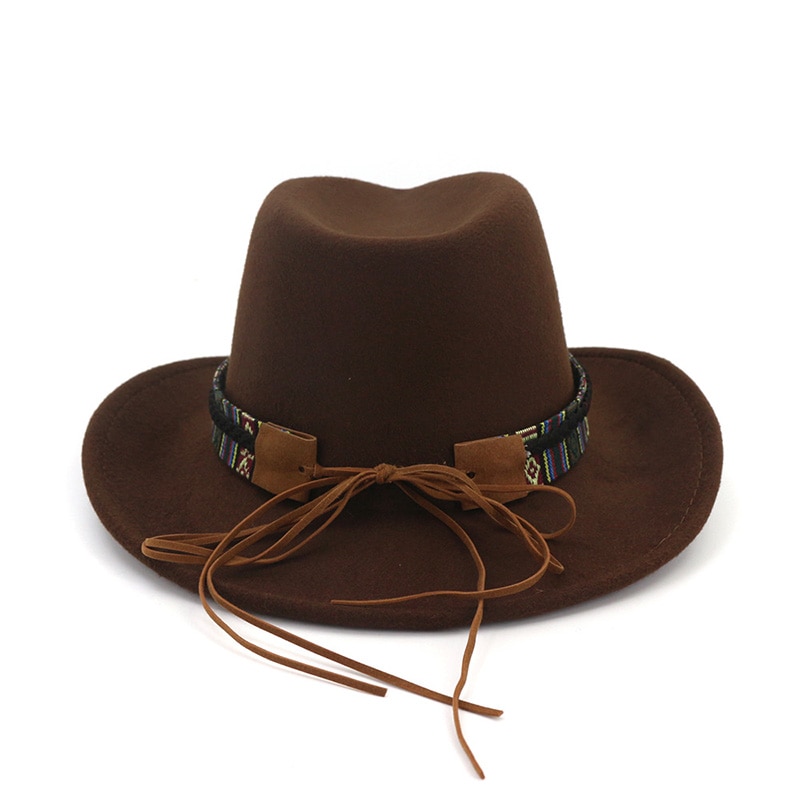 Hombres Mujeres Retro fieltro Cap Western Cowboy gorra con visera ancha HSJ88