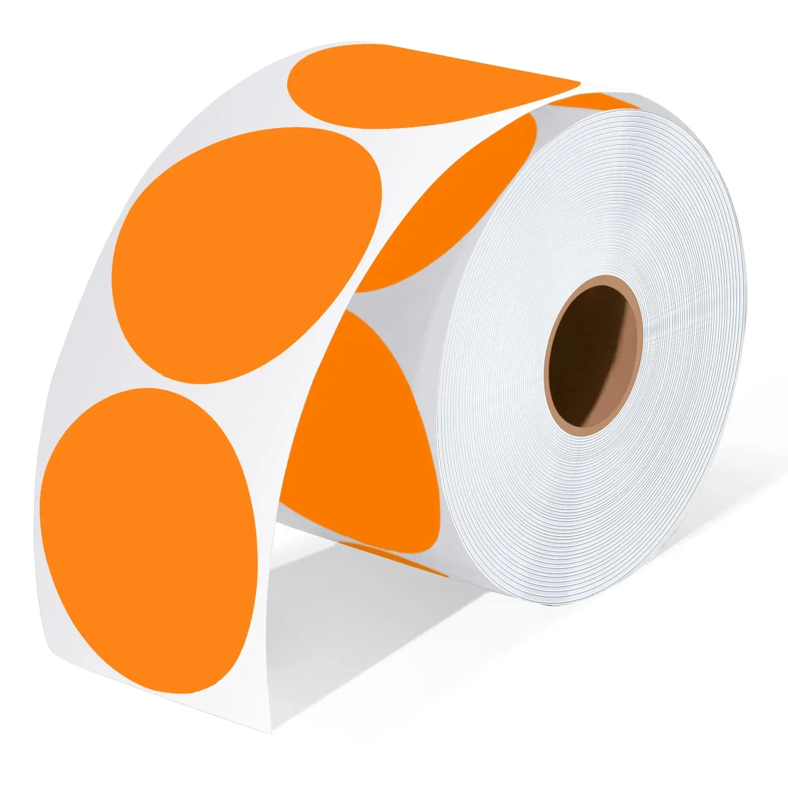 Thermische Stickers-600 Labels/1 Rol 2 Inch Cirkel Thermische Sticker Etiketten Zelfklevend Rond Directe Thermische Multifunctionele Rol: Oranje