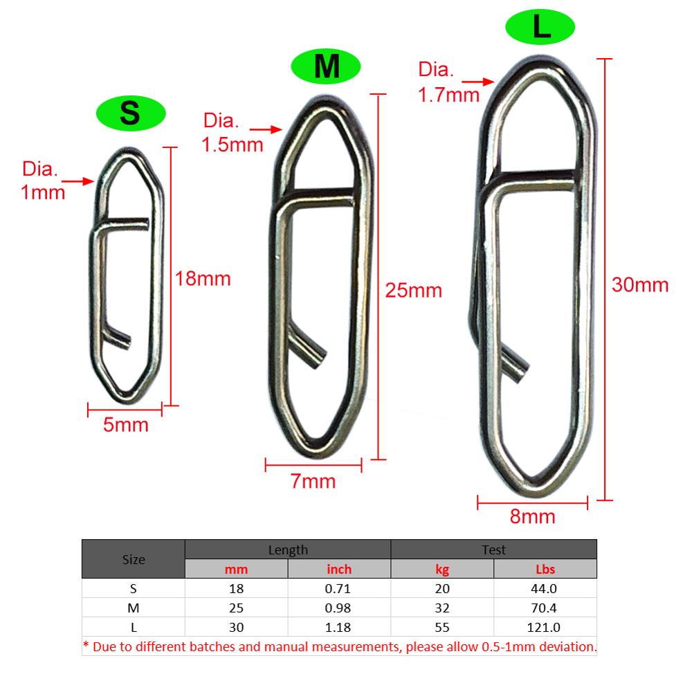 30 stukken Power Clips Wartels Vissen Quick Clip Snap Rvs Snelle Lokken Clips S/M/L vissen Connector voor Lokken Rigs