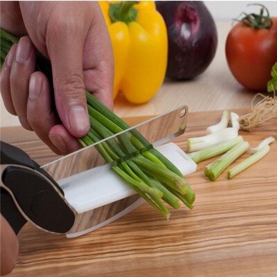 Keukenschaar roestvrij staal 2 in 1 snijplank hakselaar slimme fruit groente multifunctionele snijder