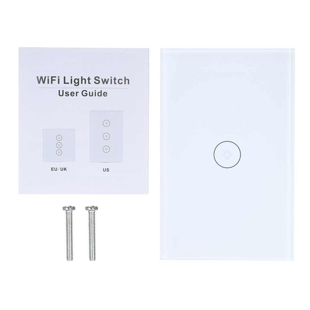 WiFi Smart Touch Wall Light Switch No Neutral Wire Needed Compatible with Alexa and Google Home Single Pole 110V 2 Gang 3 Way: 1 Gang