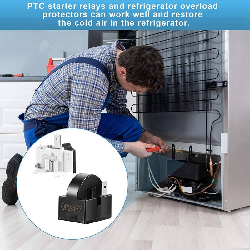 10X koelkaststarters QP2-4R7 4,7 Ohm 1-pins koelkast PTC-startrelais en 6750C-0005P koelkastbeschermers