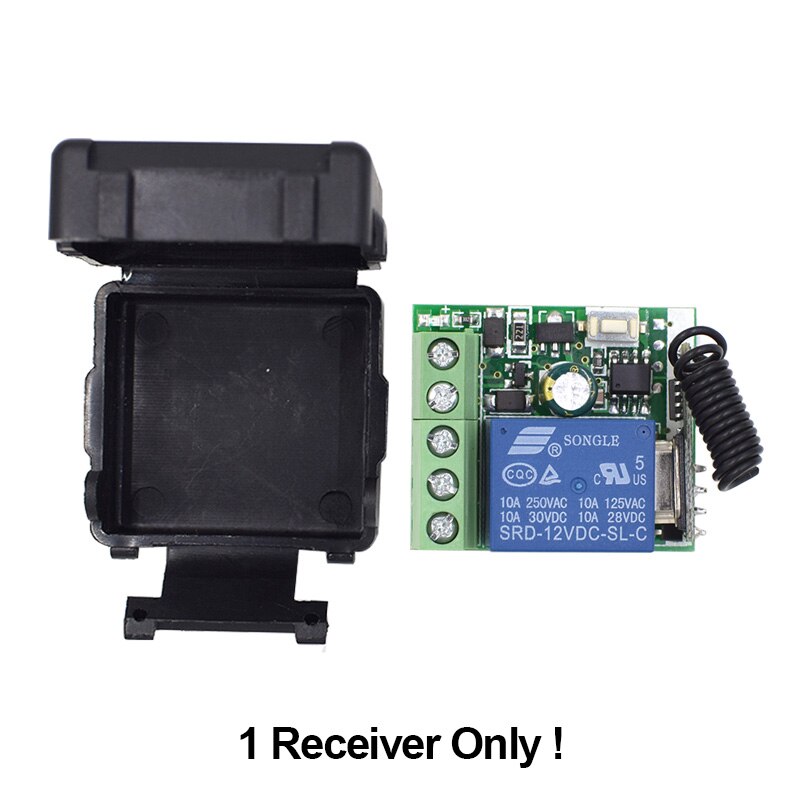 DC12V Wireless Remote Control Light Switch 10A Relay Output Radio DC 12V wuth Two-button Remote Control Switch 433MH: 1 Receiver