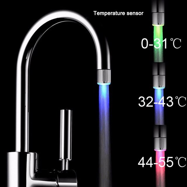 EHEH LED Kitchen Faucet Aerators 3-color Sink Faucet Power Shower Light Temperature control Kitchen Tap RGB faucet Shower Head: Temperature Control