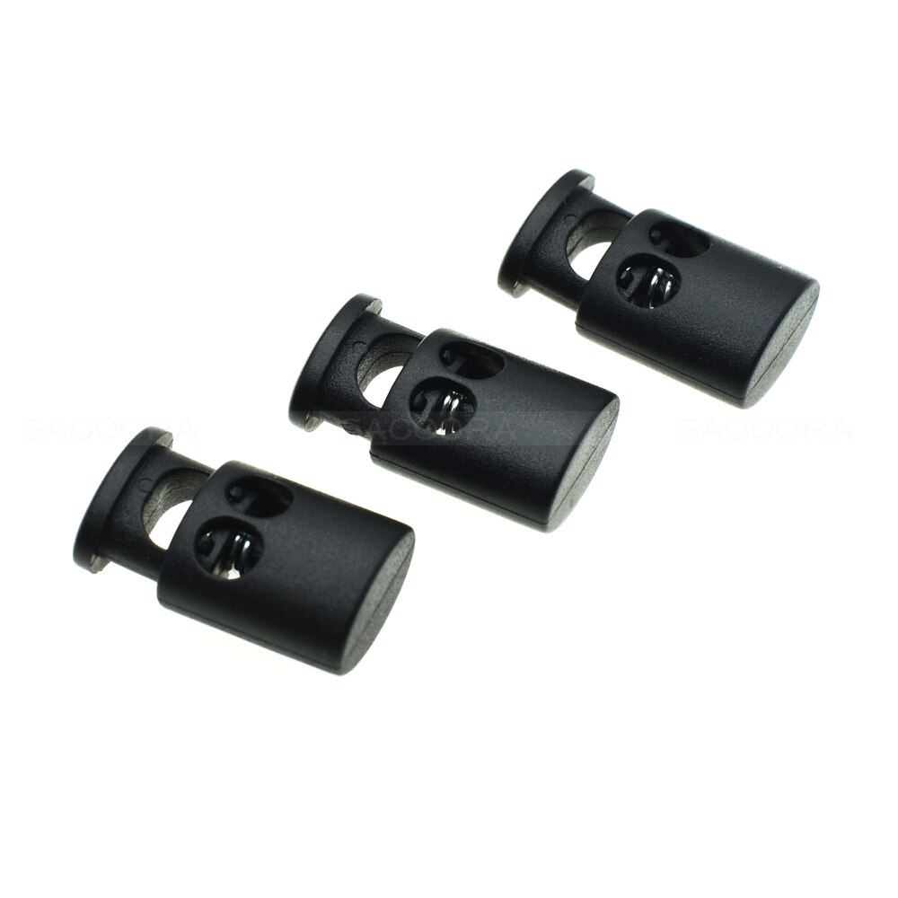 10pcs Cord Lock Stopper Cylinder Barrel Plastic Toggle Clip For Garment Accessories Black