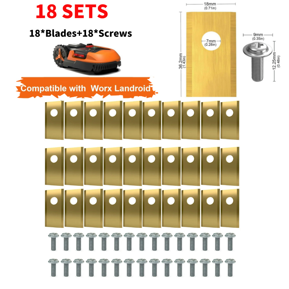 90set Lawn Mower Cutting Blade Set Stainless Steel Mower Cutter Blade Single Hole Lawn Mower Blade for Worx Landroid Lawn Mowers: Beige